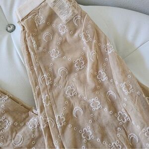 Marine Serre Beige Floral and Crescent Patterned Fabric